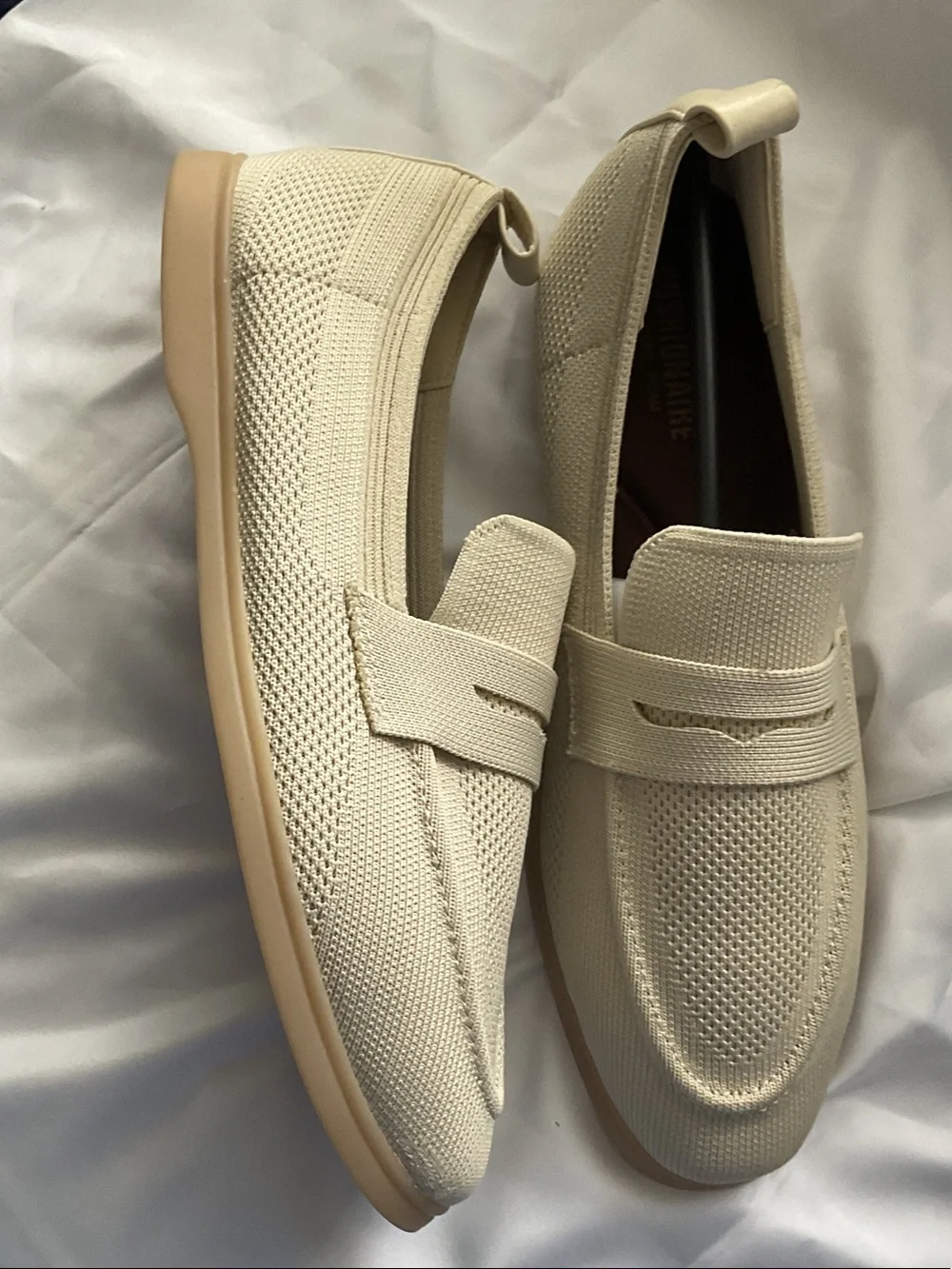 Women’s Cushionaire Memory Foam Knit Slip-On Loafers in Cream